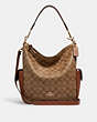 COACH®,PENNIE SHOULDER BAG IN SIGNATURE CANVAS,Leather,Large,Gold/Khaki Redwood,Front View