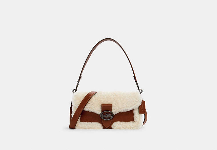 COACH®,GEORGIE SHOULDER BAG,Leather,Small,Gunmetal/Redwood,Front View