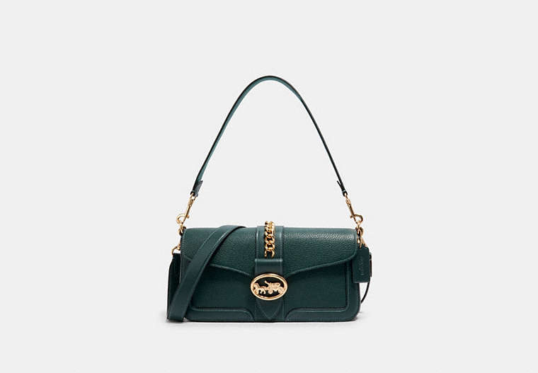 COACH®,GEORGIE SHOULDER BAG,Small,Gold/Dark Ivy,Front View
