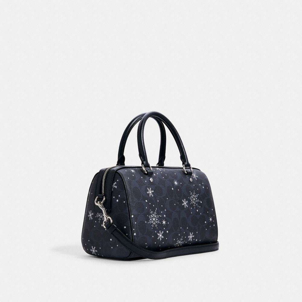 Rowan Satchel Bag In Signature Canvas With Snowflake Print