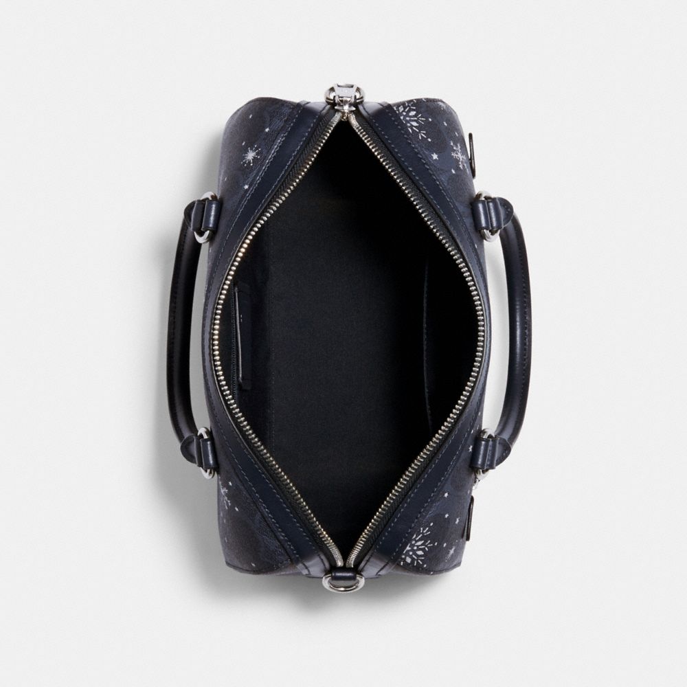 Rowan Satchel Bag In Signature Canvas With Snowflake Print