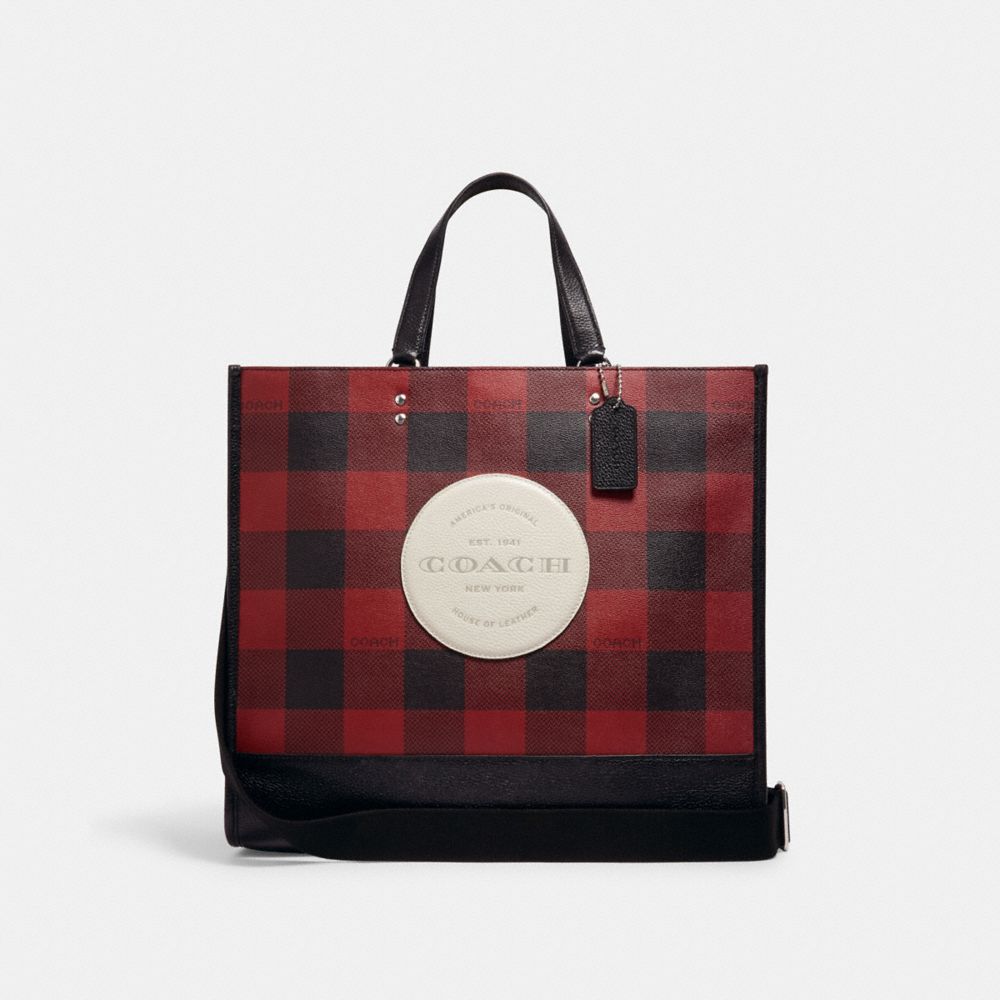 COACH Outlet Dempsey Tote Bag 40 With Buffalo Plaid Print And Coach Patch