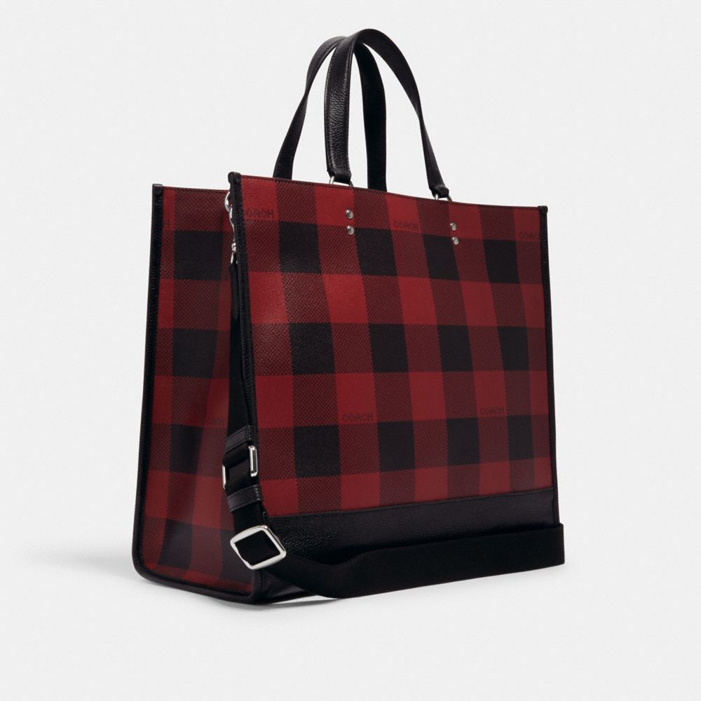 Dempsey Tote Bag 40 With Buffalo Plaid Print And Coach Patch