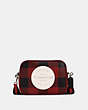 COACH®,DEMPSEY CAMERA BAG WITH BUFFALO PLAID PRINT AND COACH PATCH,Mini,Silver/Black/1941 Red Multi,Front View