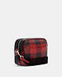 COACH®,DEMPSEY CAMERA BAG WITH BUFFALO PLAID PRINT AND COACH PATCH,Mini,Silver/Black/1941 Red Multi,Angle View