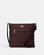 COACH®,ROWAN FILE BAG IN SIGNATURE CANVAS,pvc,Medium,Everyday,Gold/Oxblood Multi,Front View