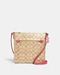 COACH®,ROWAN FILE BAG IN SIGNATURE CANVAS,pvc,Medium,Everyday,Gold/Light Khaki/Confetti Pink,Front View