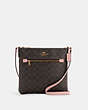 COACH®,ROWAN FILE BAG IN SIGNATURE CANVAS,pvc,Medium,Everyday,Gold/Brown Shell Pink,Front View