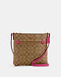 COACH®,ROWAN FILE BAG IN SIGNATURE CANVAS,pvc,Medium,Everyday,Gold/Khaki/Bold Pink,Front View