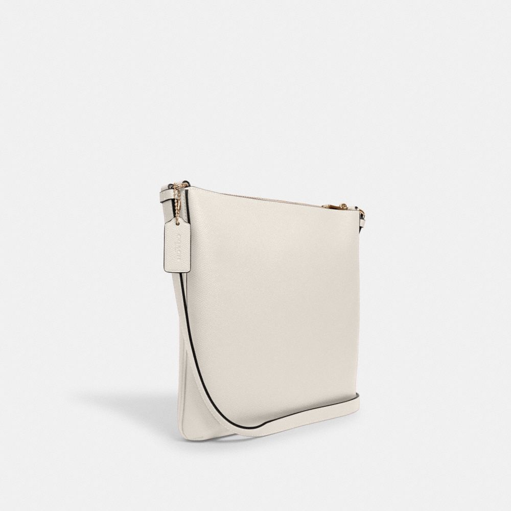 COACH®,ROWAN FILE BAG,Crossgrain Leather,Everyday,Gold/Chalk,Angle View