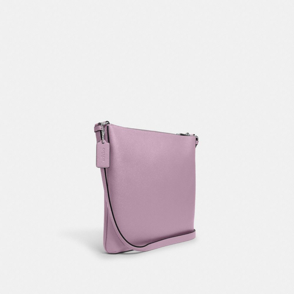 COACH®,ROWAN FILE BAG,Crossgrain Leather,Everyday,Silver/Ice Purple,Angle View