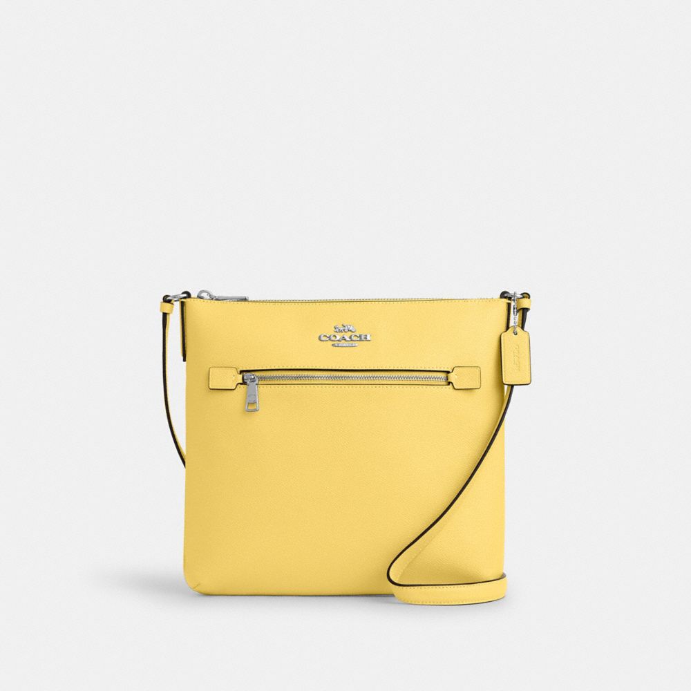 COACH®,SAC DE CLASSEMENT ROWAN,Cuir,Argent/Jaune rétro,Front View