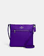 COACH®,ROWAN FILE BAG,Leather,Medium,Everyday,Silver/Sport Purple,Front View