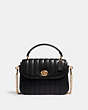 COACH®,MARLIE TOP HANDLE SATCHEL WITH QUILTING,Leather,Medium,Gold/Black,Front View