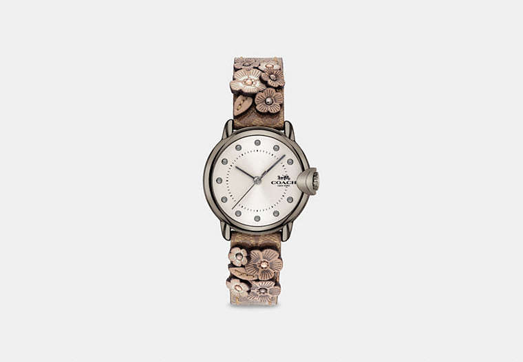 COACH®,ARDEN WATCH, 28MM,Signature Coated Canvas/Leather,TAN MULTI,Front View