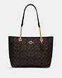 COACH®,MARLIE TOTE IN SIGNATURE CANVAS,pvc,Large,Gold/Brown Black,Front View