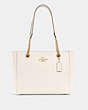 COACH®,MARLIE TOTE,Pebbled Leather,Large,Gold/Chalk,Front View