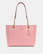 COACH®,MARLIE TOTE,Pebbled Leather,Large,Gold/Bubblegum,Front View