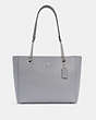 COACH®,MARLIE TOTE,Pebbled Leather,Large,Silver/Granite,Front View