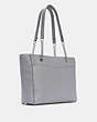COACH®,MARLIE TOTE,Pebbled Leather,Large,Silver/Granite,Angle View