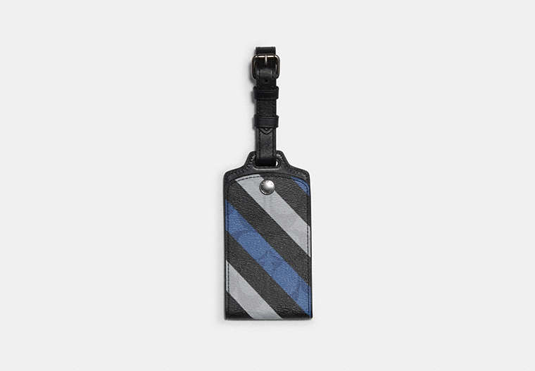 Luggage Tag In Signature Canvas With Diagonal Stripe Print