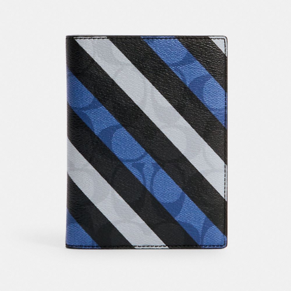 Passport Case In Signature Canvas With Diagonal Stripe Print