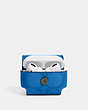 COACH®,LARGE WIRELESS EARBUD CASE IN SIGNATURE CANVAS,pvc,Mini,Gunmetal/Bright Blue,Inside View,Top View