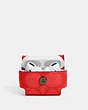 COACH®,LARGE WIRELESS EARBUD CASE IN SIGNATURE CANVAS,pvc,Mini,Gunmetal/Miami Red,Inside View,Top View