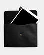COACH®,TABLET SLEEVE,Pebbled Leather,Mini,Gunmetal/Black,Inside View,Top View
