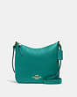 COACH®,ELLIE FILE BAG,Pebbled Leather,Medium,Everyday,Gold/Bright Jade,Front View