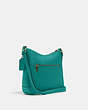 COACH®,ELLIE FILE BAG,Pebbled Leather,Medium,Everyday,Gold/Bright Jade,Angle View