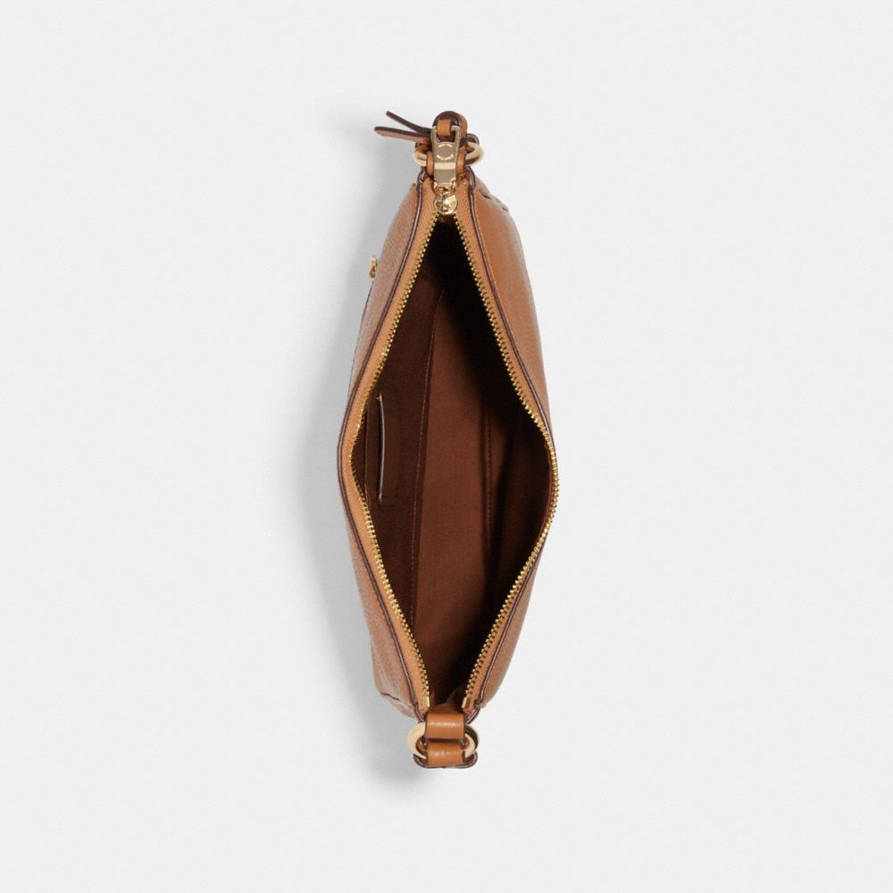 COACH®,Ellie File Bag,Leather,Crossbody,Belt,Gold Metal,Casual,Brown,Inside View,Top View