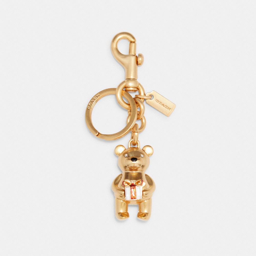 Coach, Accessories, Coach Gold Teddy Bear Santa Bear Keychain Holiday Bag  Charm