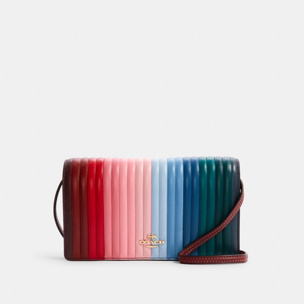 Love Ombre Stripes Beaded Foldover Convertible Clutch Crossbody, Pink  Multicolored