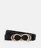 COACH®,SIGNATURE BUCKLE BELT, 25MM,Leather,Gold/Black,Front View