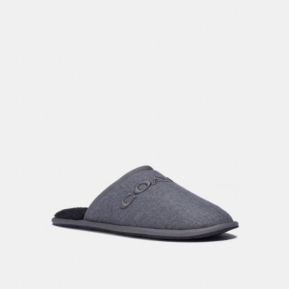 COACH®,SLIPPER,mixedmaterial,Pewter,Front View
