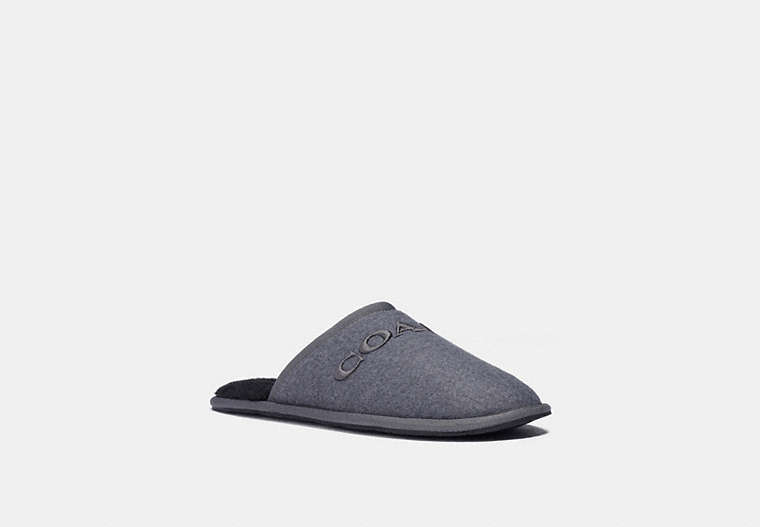 COACH®,SLIPPER,mixedmaterial,Pewter,Front View