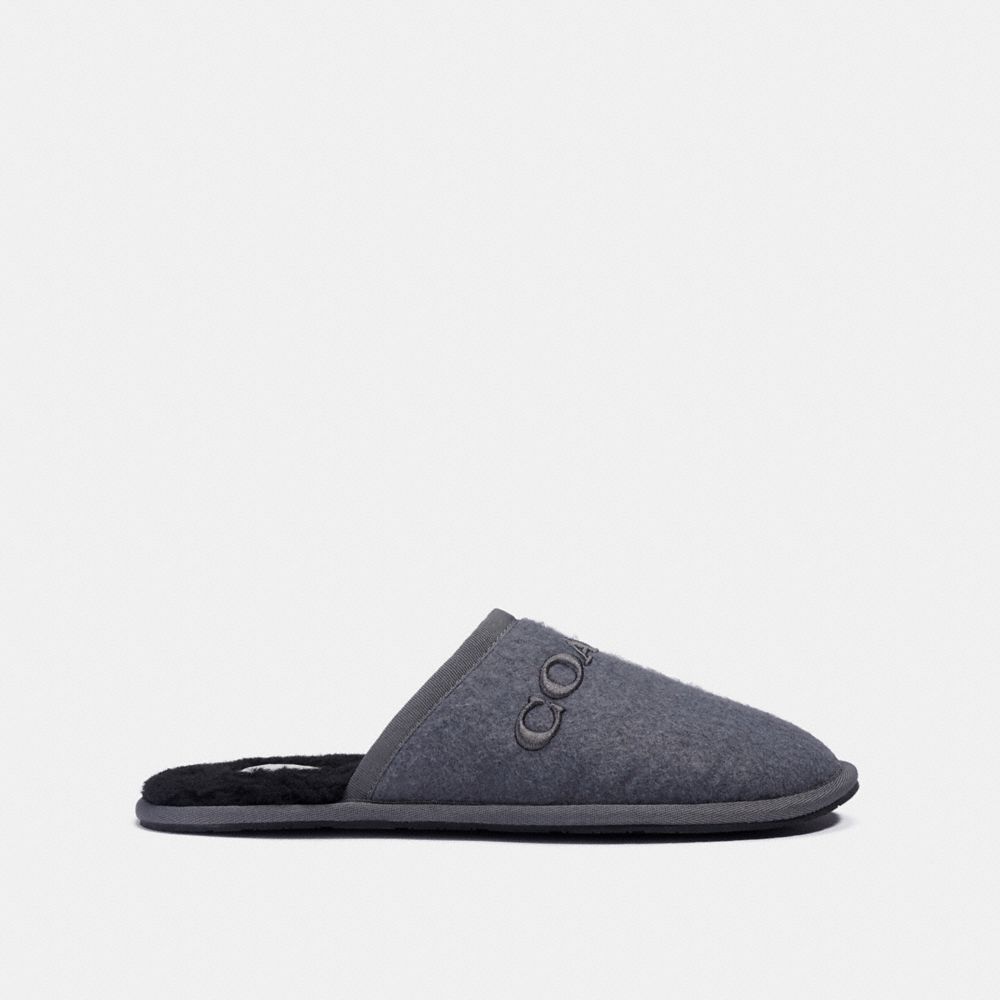 COACH®,SLIPPER,mixedmaterial,Pewter,Angle View