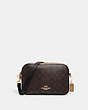 COACH®,JES CROSSBODY IN BLOCKED SIGNATURE CANVAS,pvc,Small,Gold/Khaki Brown Multi,Front View