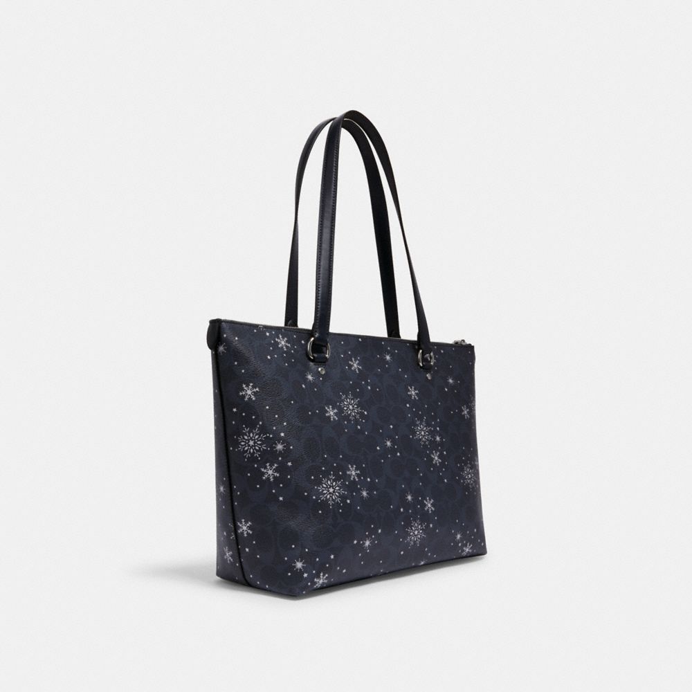 Gallery Tote In Signature Canvas With Snowflake Print