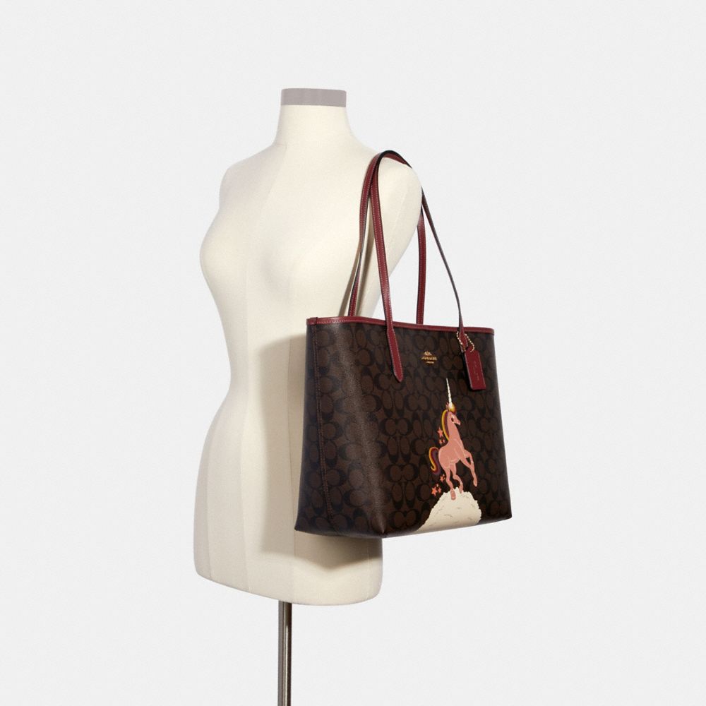 COACH®,City Tote Bag In Signature Canvas With Unicorn,,Alternate View