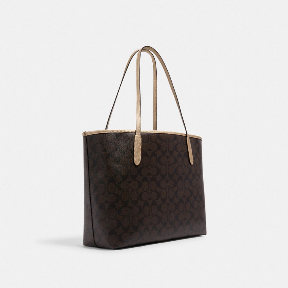 City zip tote discount in signature canvas coach