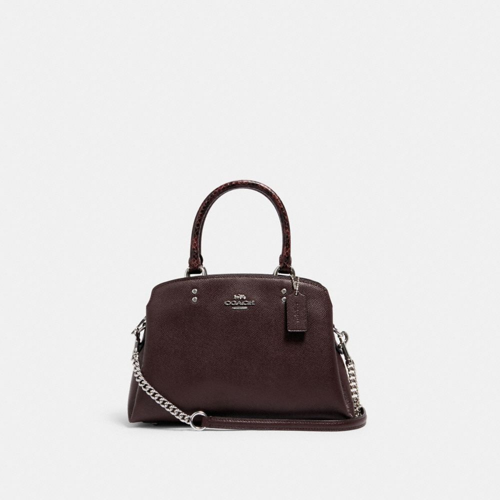 COACH®,MINI LILLIE CARRYALL,Silver/Oxblood 1,Front View