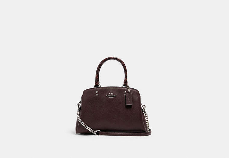 COACH®,MINI LILLIE CARRYALL,Silver/Oxblood 1,Front View