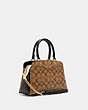 COACH®,MINI LILLIE CARRYALL IN BLOCKED SIGNATURE CANVAS,Leather,Medium,Gold/Khaki Brown Multi,Angle View