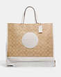 COACH®,DEMPSEY TOTE 40 IN SIGNATURE CANVAS WITH COACH PATCH,pvc,Large,Gold/Light Khaki Chalk,Front View