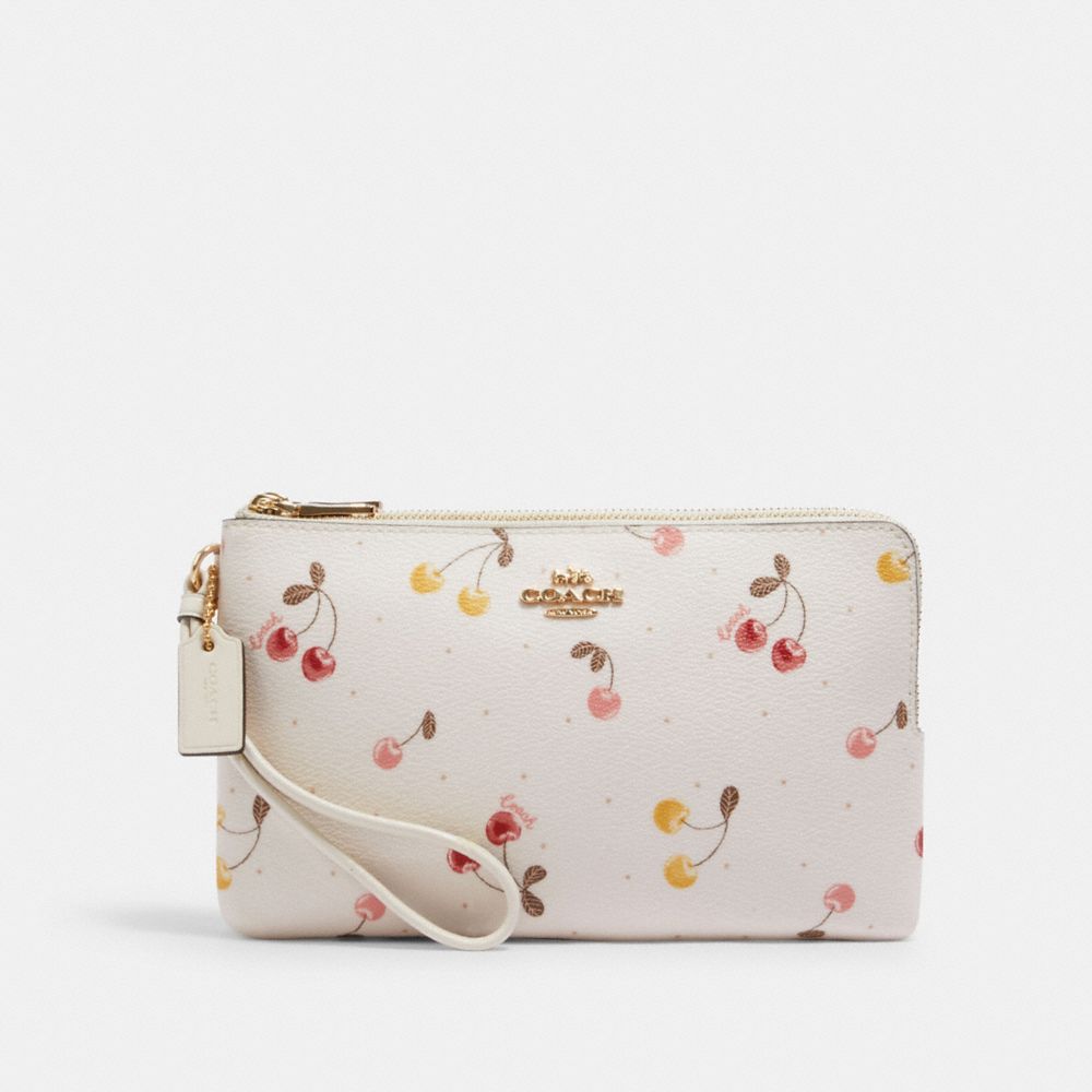 COACH® Outlet | Double Zip Wallet With Painted Cherry Print