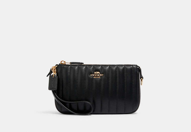 COACH®,NOLITA 19 WITH LINEAR QUILTING,Leather,Mini,Gold/Black,Front View