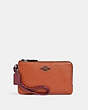 COACH®,DOUBLE CORNER ZIP WRISTLET,Leather,Small,Black Antique Nickel/Sunset Multi,Front View