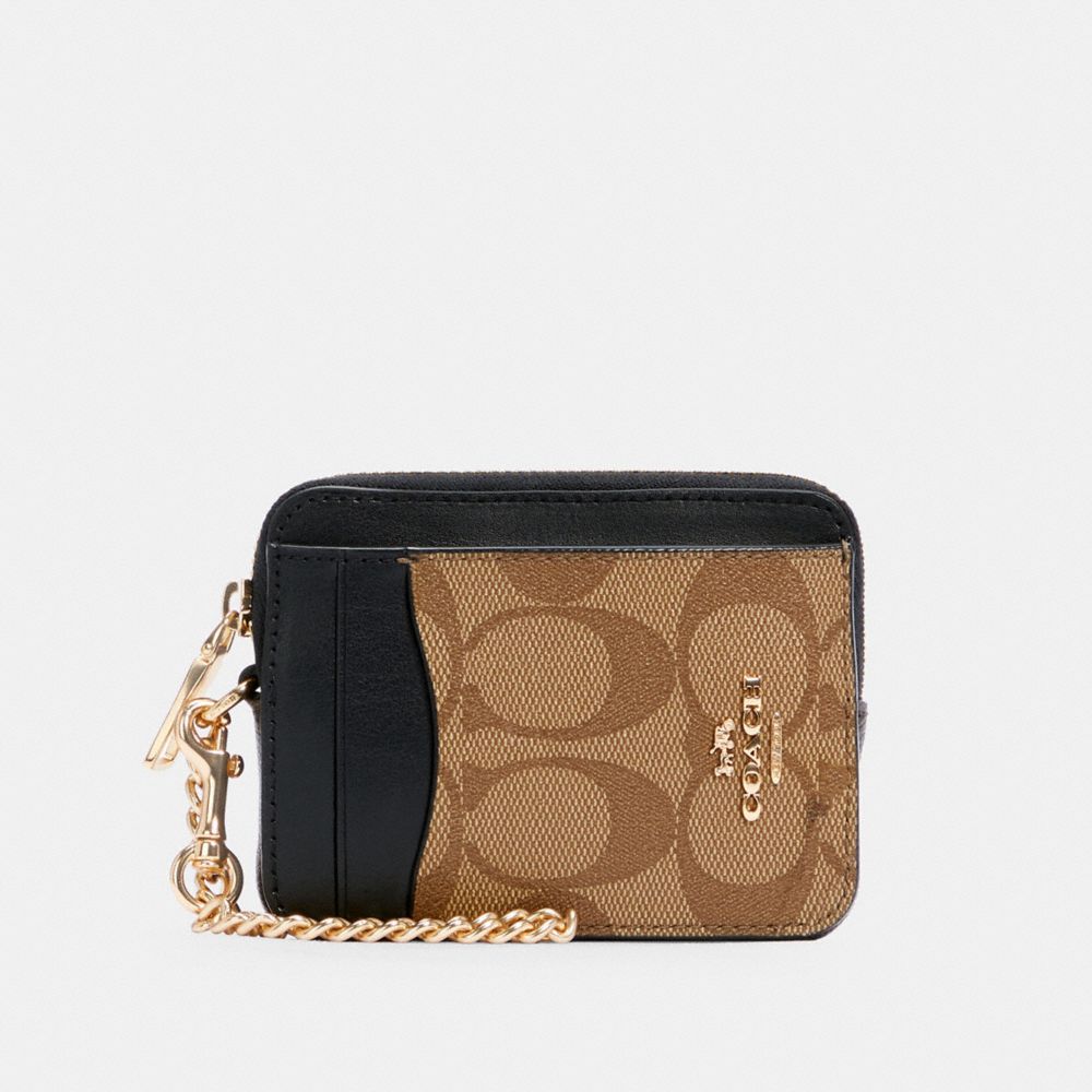 COACH® Outlet | Zip Card Case In Blocked Signature Canvas